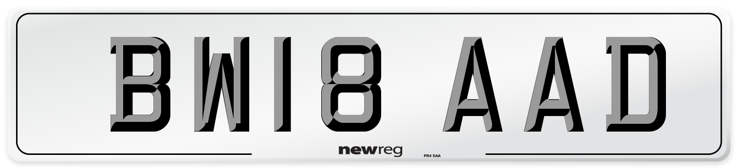BW18 AAD Number Plate from New Reg